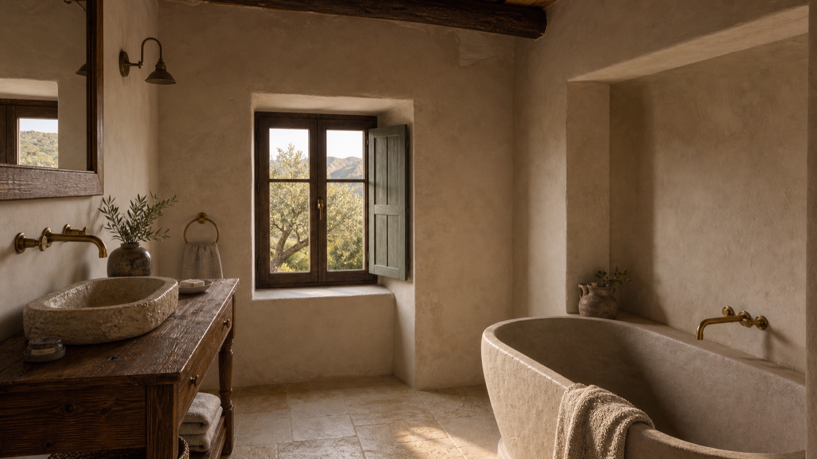 Primary bathroom at Casa Almendro