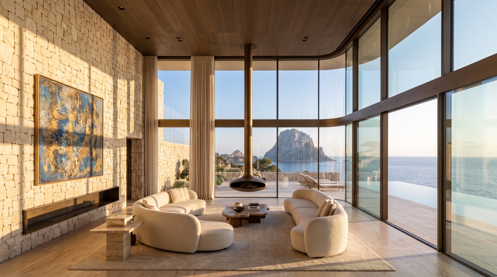 Double-height living at Villa Seraphine